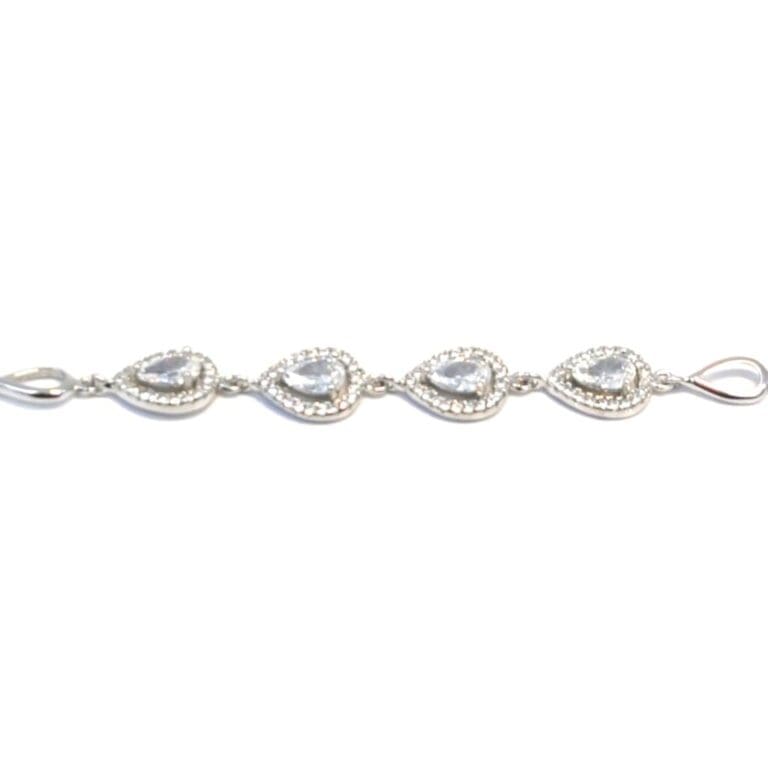 Silver white stone drop bracelet with large stones
