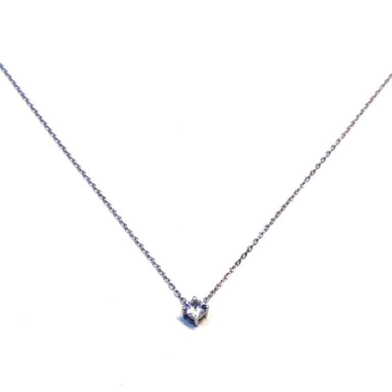 Silberne Kette weiß mit 1 Stein-Anhänger