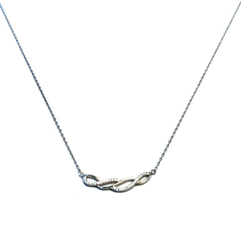 Silberne Kette mit wellenförmigem, weißem Stein als integriertem Anhänger