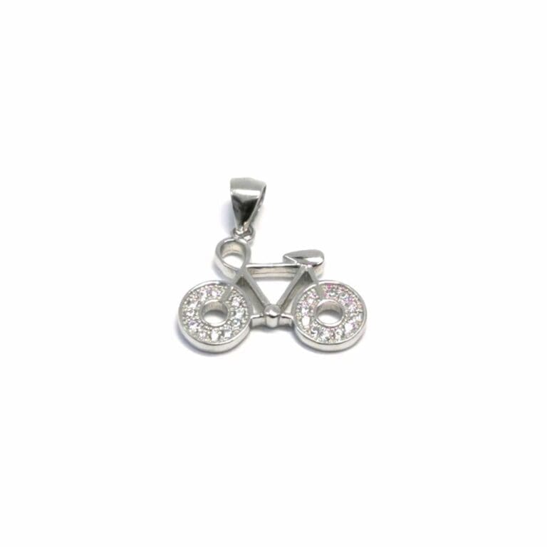 Silver stone bicycle pendant