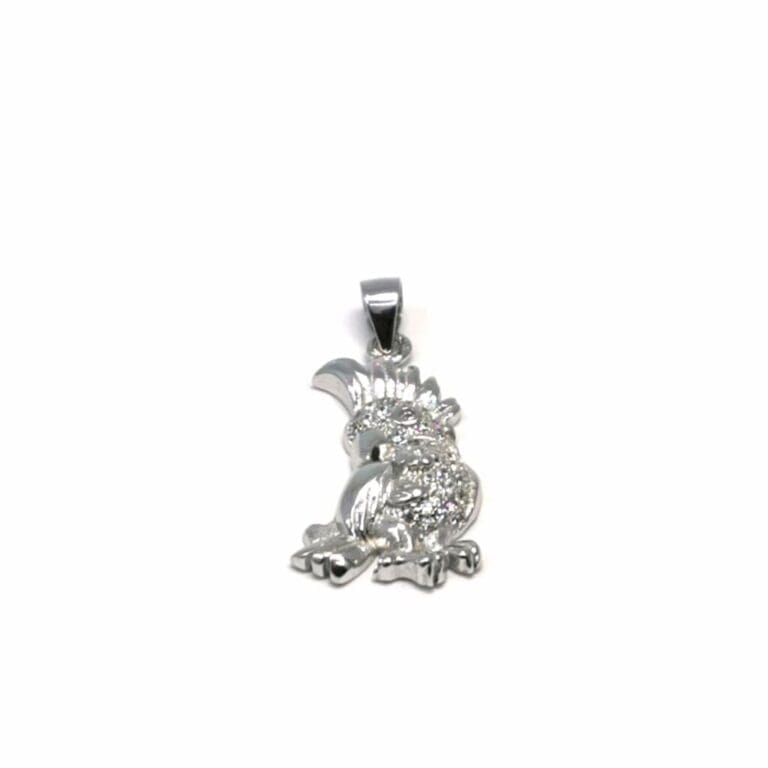 Silver stone parrot pendant