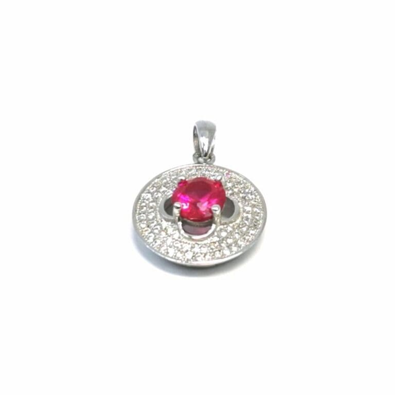 Silver red stone pendant