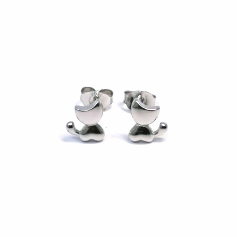 Silberne Kätzchen-Ohrstecker