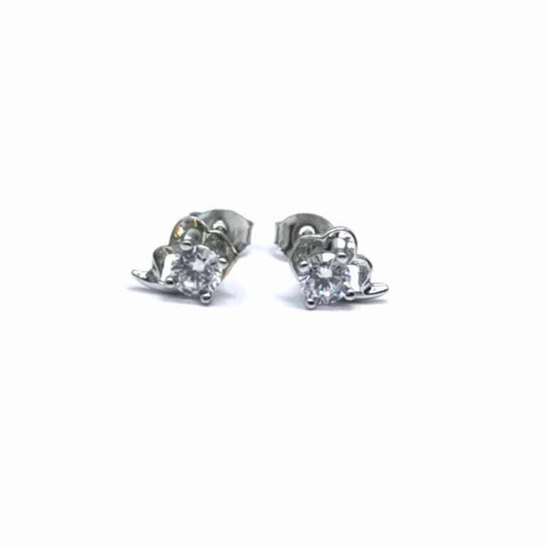 Weiße Stein Silber halbe Blume Ohrringe