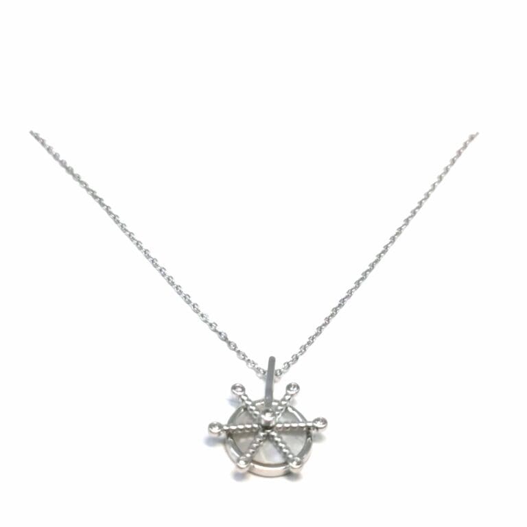 Silver chain with pearl white stone boat handle pendant