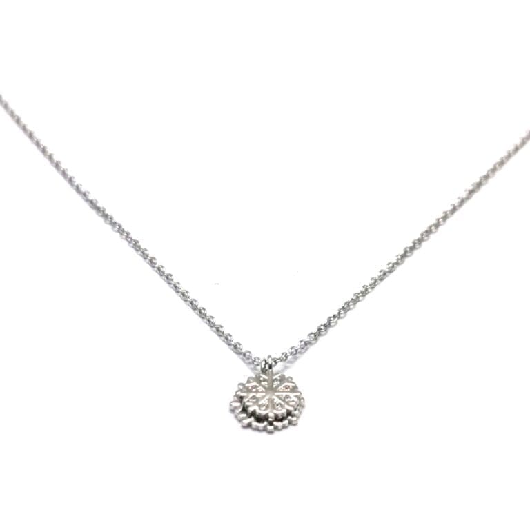Silver chain with white stone double snowflake pendant