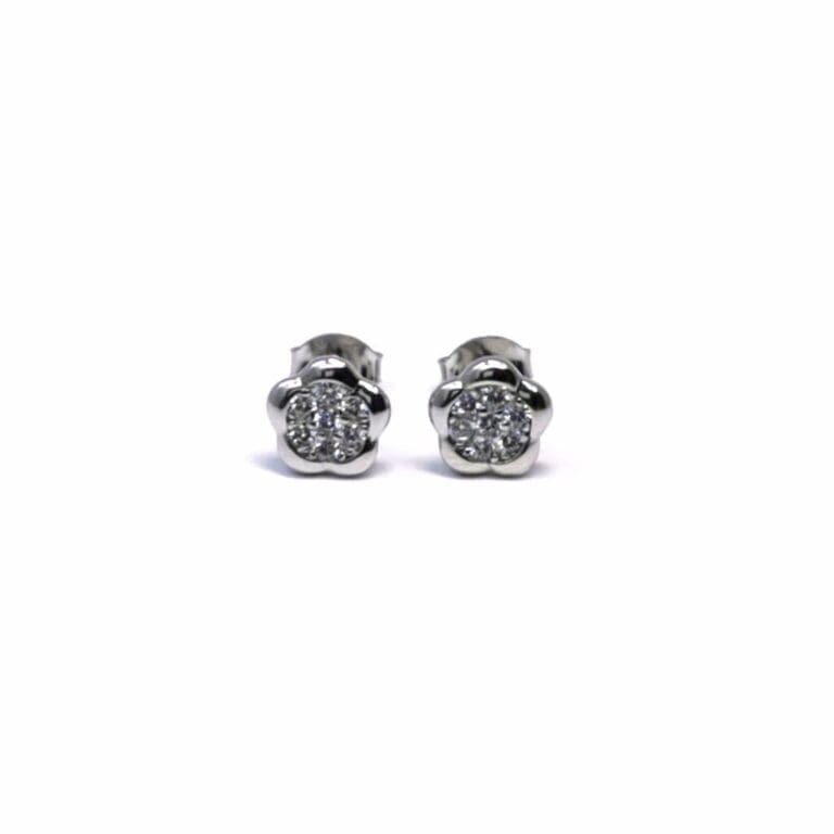Silver white stone flower earrings