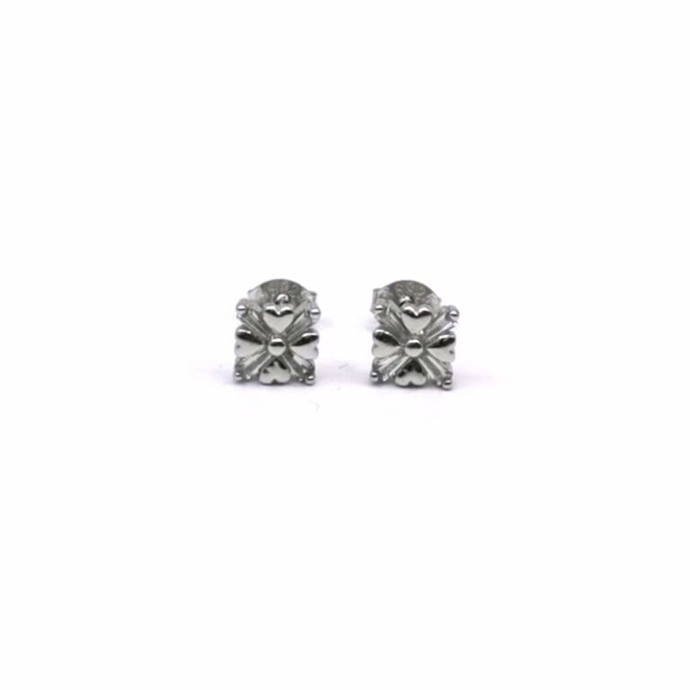 Silver white stone heart earrings