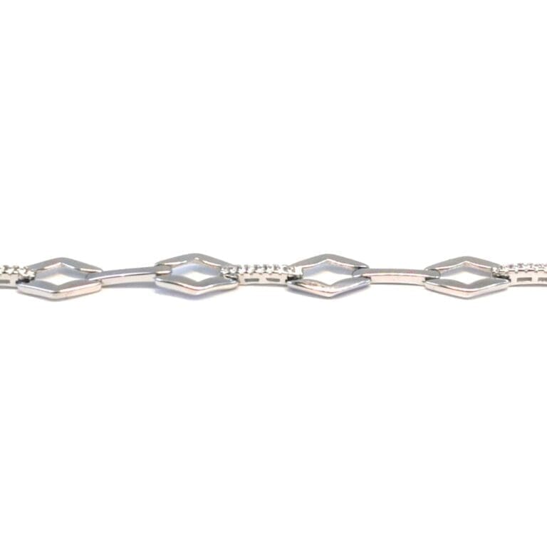Silbernes Rhombus Perlenarmband mit weißem Stein