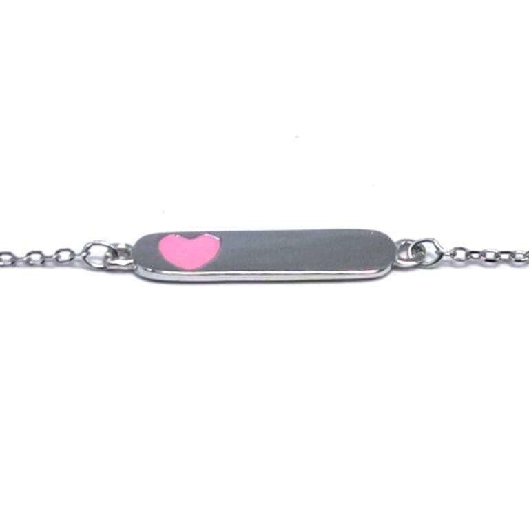 Silbernes Babyarmband mit rosa Herz