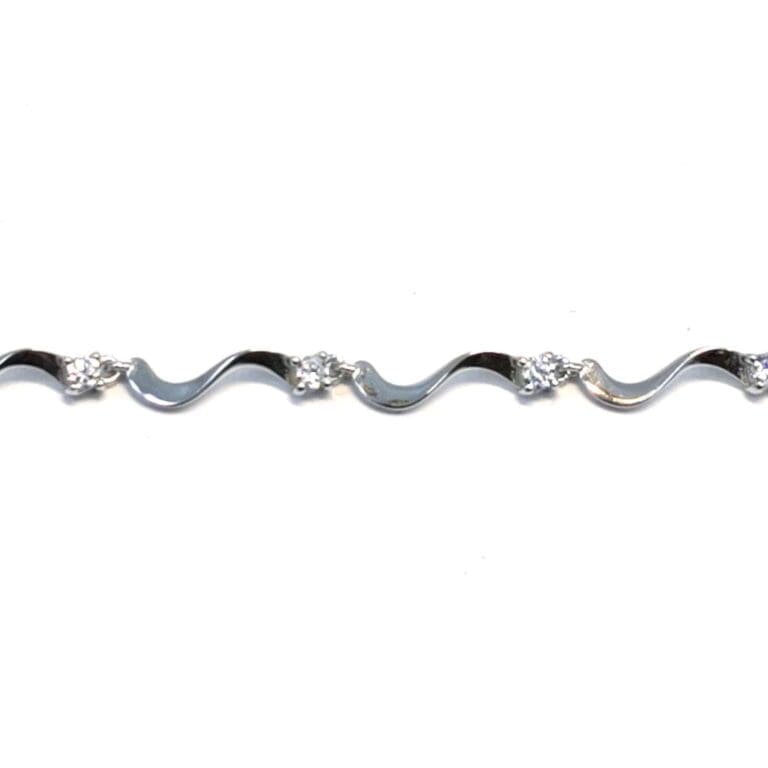 Silver white stone bracelet with wavy claw setting