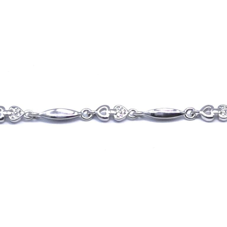 Silver double heart bracelet with stones