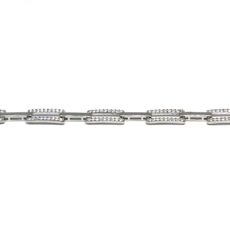 Silver white stone rectangle design bracelet