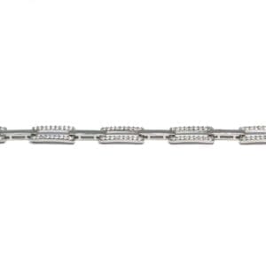 Silver white stone rectangle design bracelet