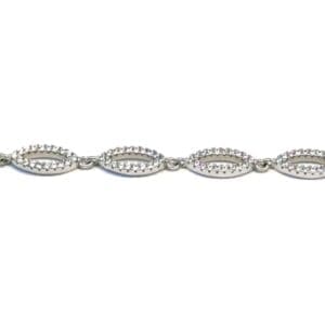 Silver white small stone navettes bracelet