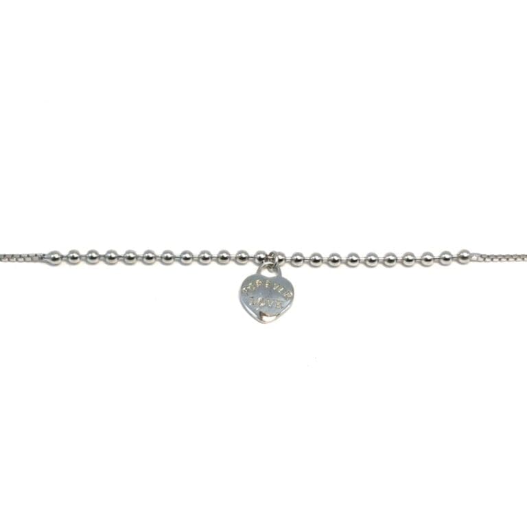 Silver white stone heart with key bracelet