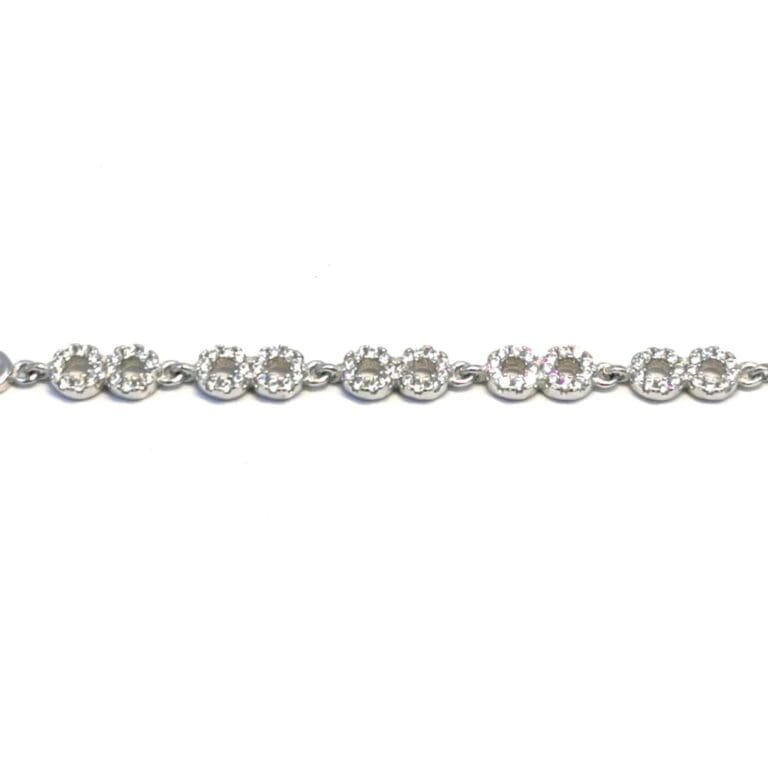 Silver white stone 8 motif bracelet