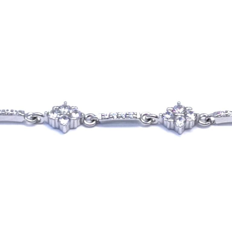 Silver white stone design bracelet with 4 large stones