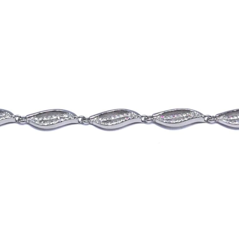 Silver white stone navette bracelet