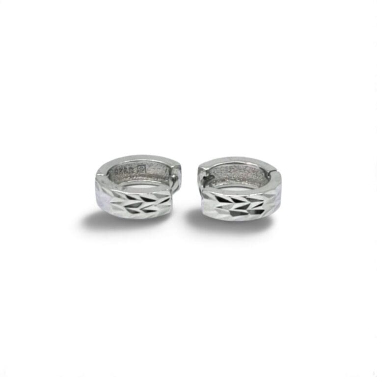 Silver circular engraved line hoop earrings
