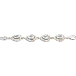 Silver white stone drop bracelet with large stones