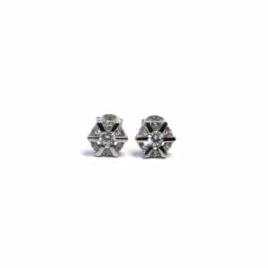 Silver white stone star earrings