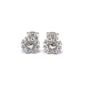 Silver white stone snowflake earrings