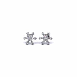 Silver white stone snowflake earrings