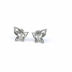 Ezüst fehér köves pillangó fülbevaló