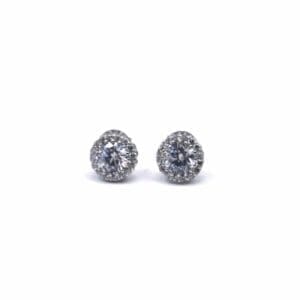 Silver white stone stud earrings