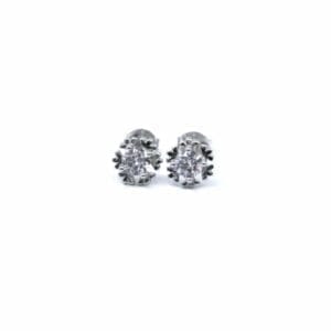 Silver snowflake white stone earrings