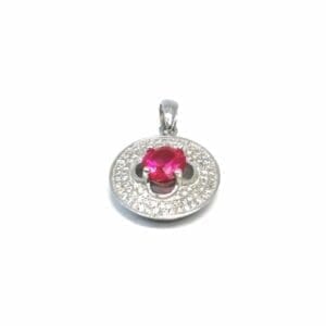 Ezüst piros köves medál