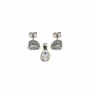 White stone drop earring with plug earrings pendant