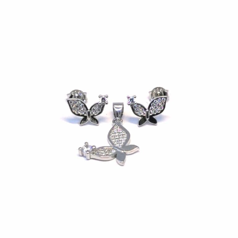 Weißer Stein Silber Schmetterling Ohrringe mit Silber Stecker Ohrringe Anhänger