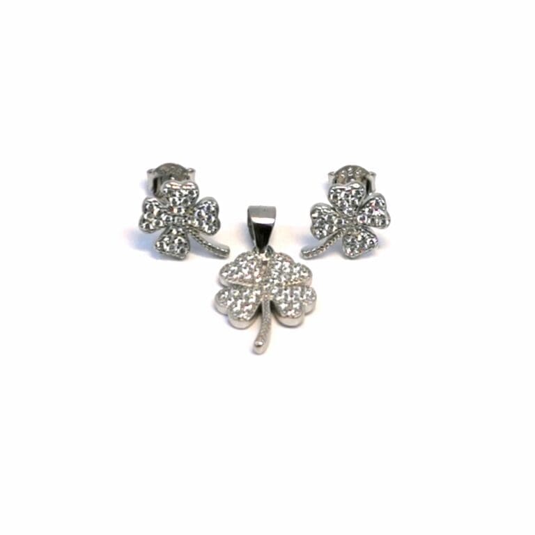 Shamrock silver stud earrings with pendant
