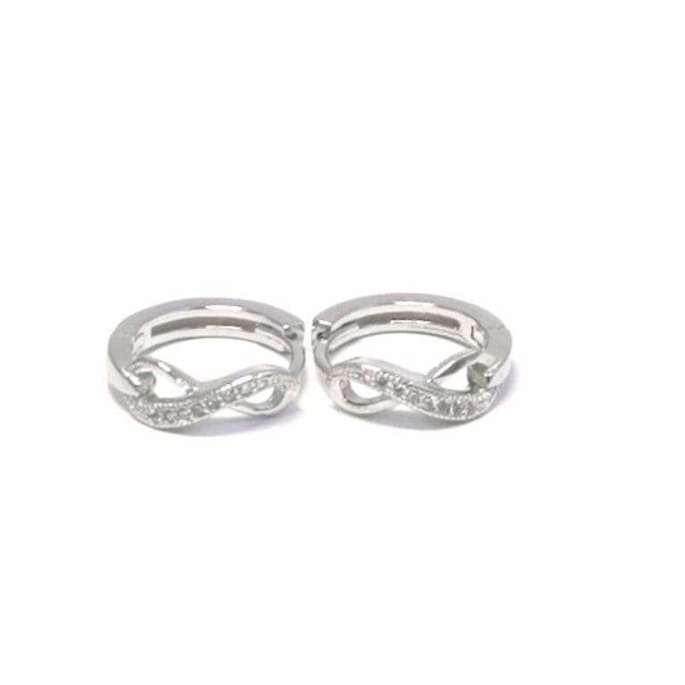 Silver stone infinity hoop earrings