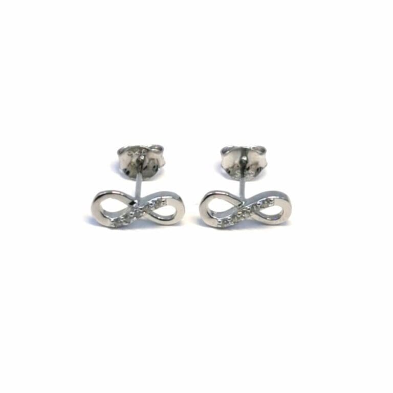 Silver white stone infinity sterling silver earrings