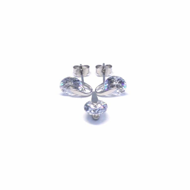 White stone earrings with pendant