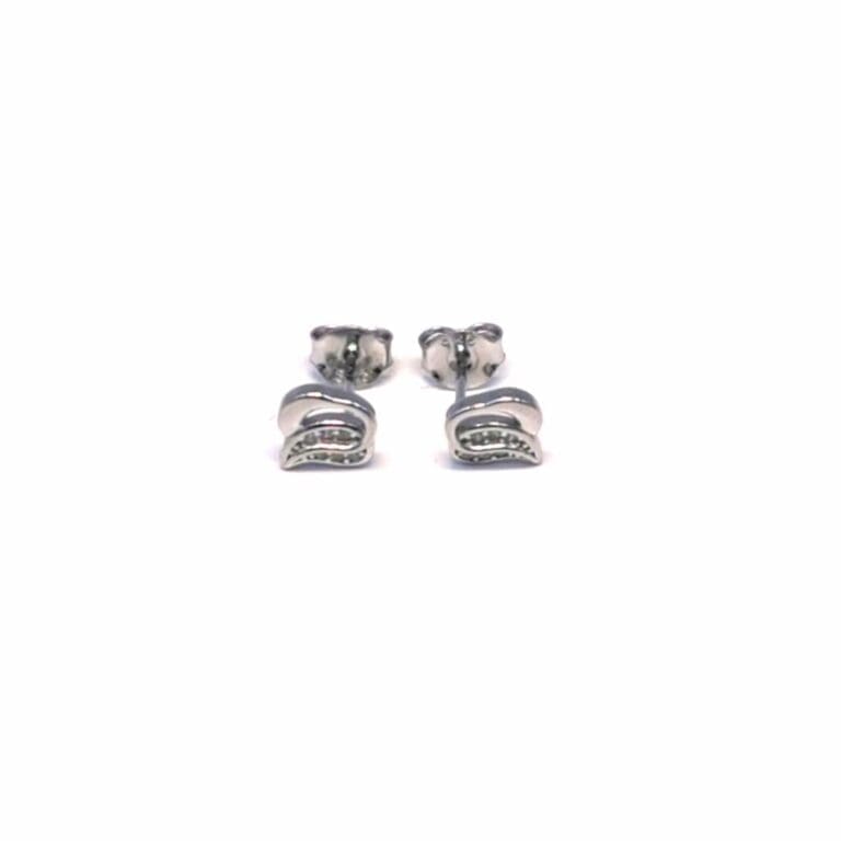 Silver white stone leaf stud earrings