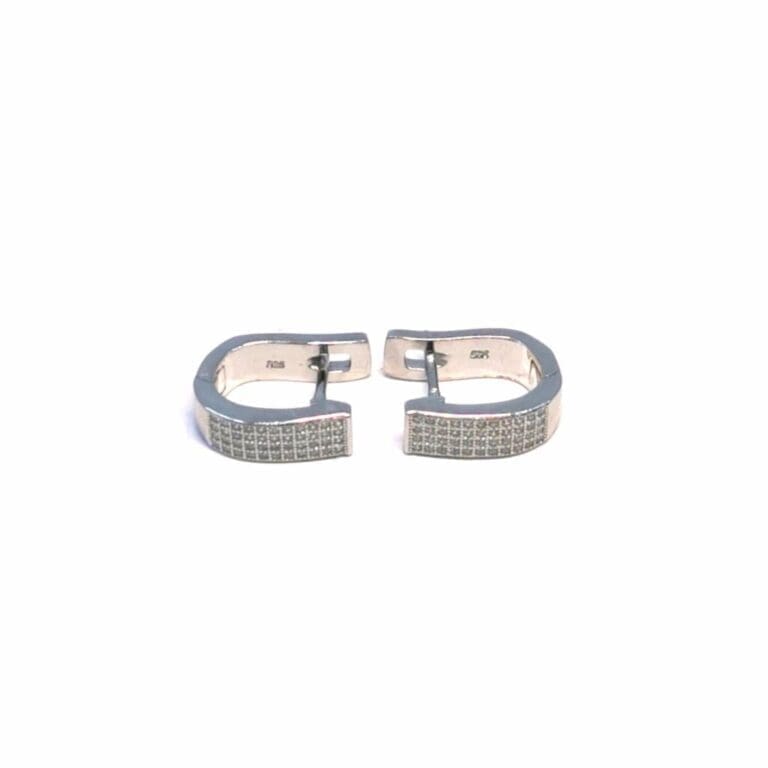 Silver 4 row white stone earrings with French clasp