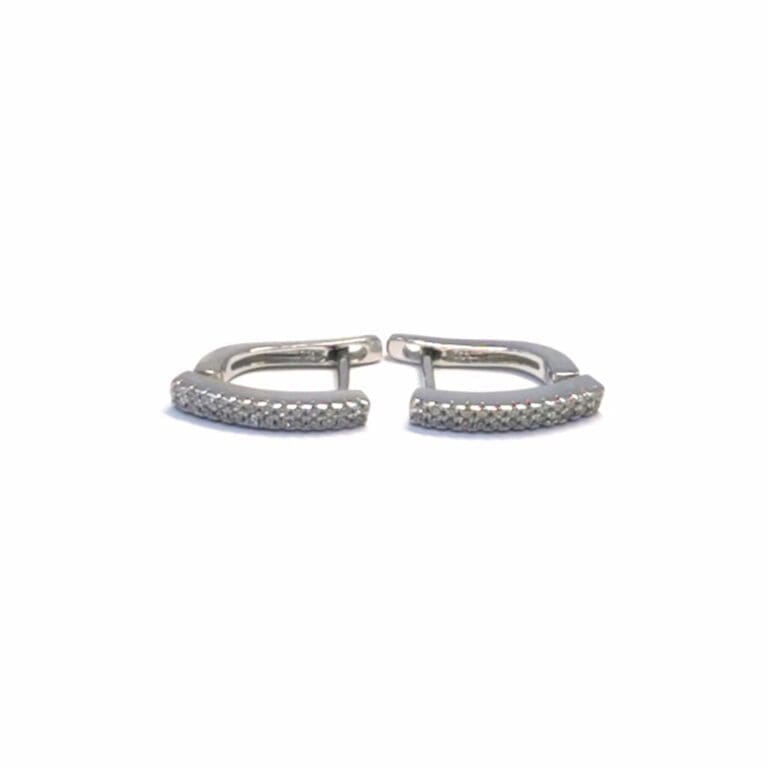 Silver white stone French clasp earrings with clasp