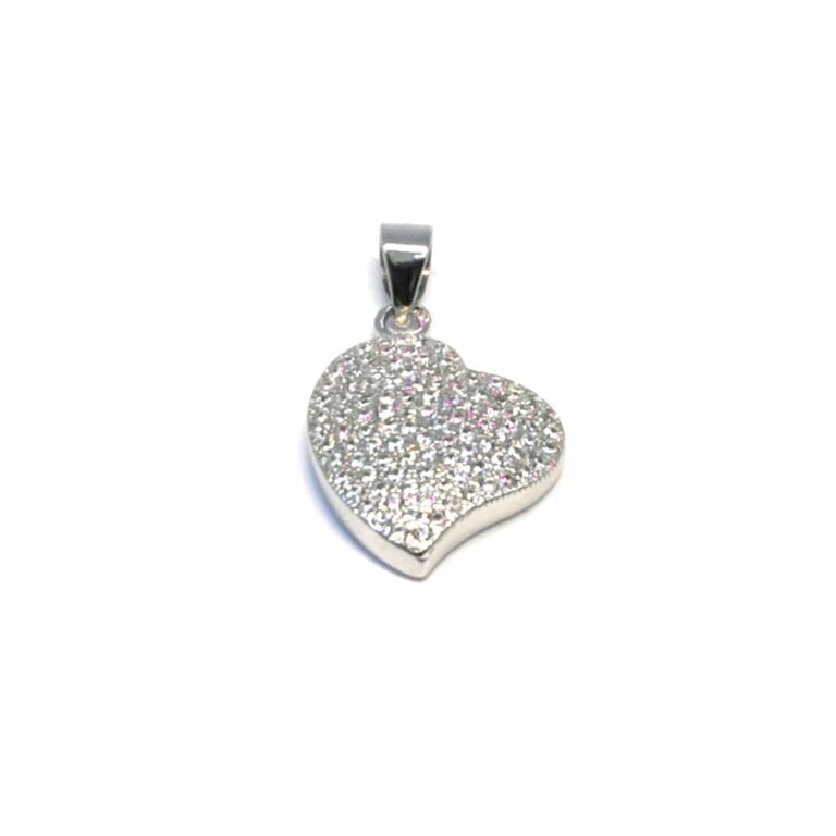 White heart pendant with many stones