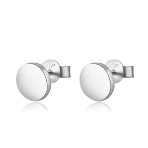 Silver shiny round round stud earrings