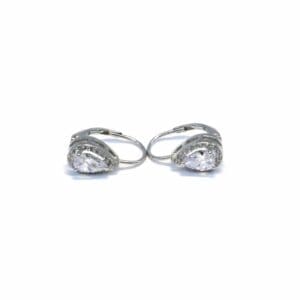 Silver white drop shaped stone earrings with patent closure