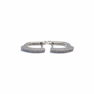 Silver white stone French clasp earrings with clasp