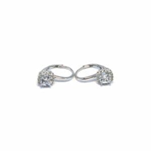 Silver white stone earrings with patent closure