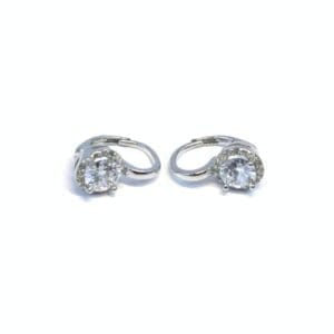 Silver white stone earrings with patent closure
