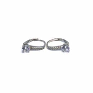 Silver white stone earrings with patent closure