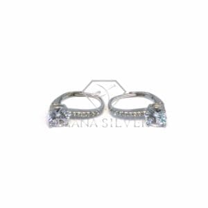 Silver white stone earrings with patent closure