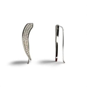 Silver drop earrings with white stone
